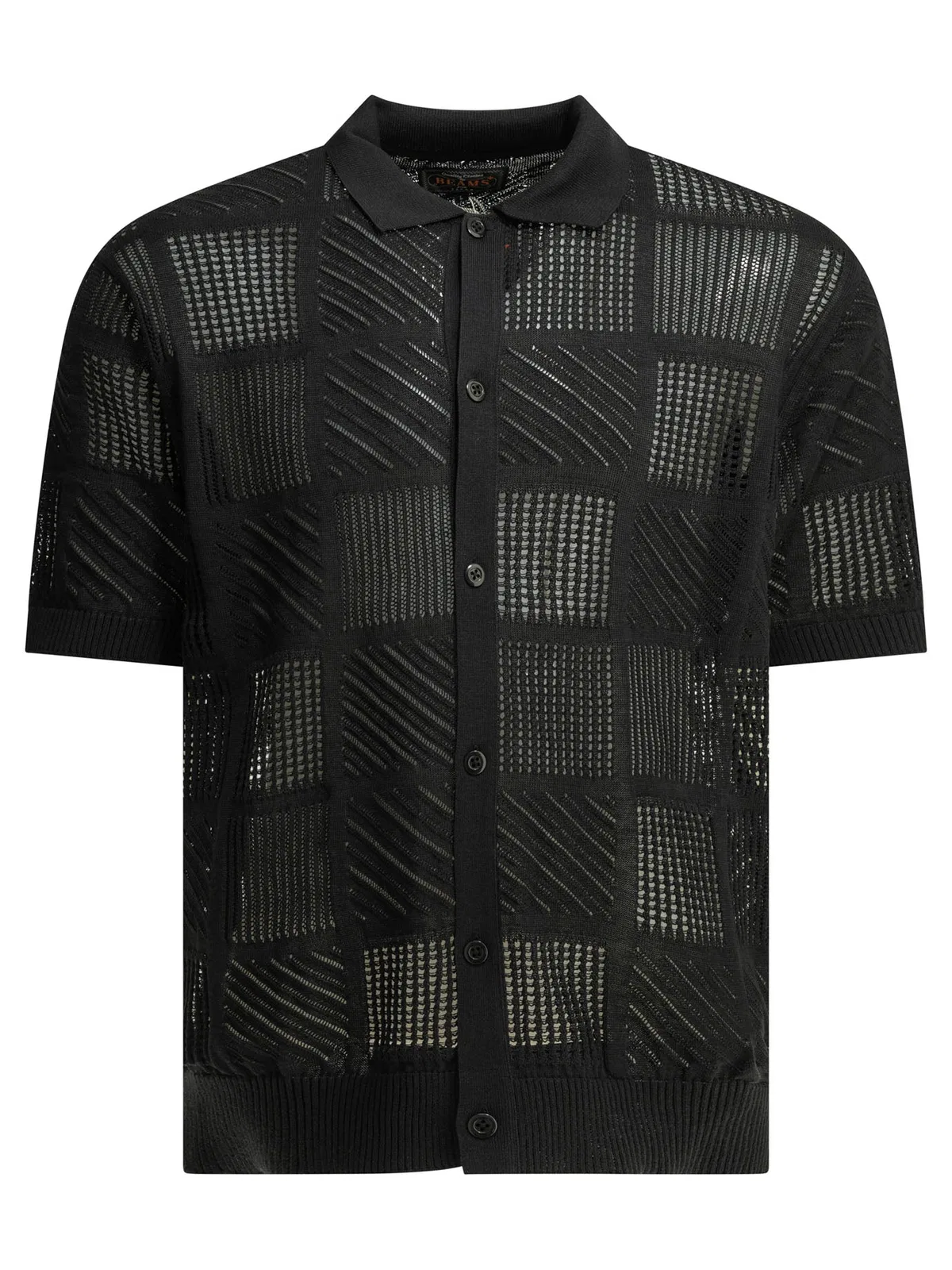 Beams Plus Black Cotton Nylon Spandex Textured Knit