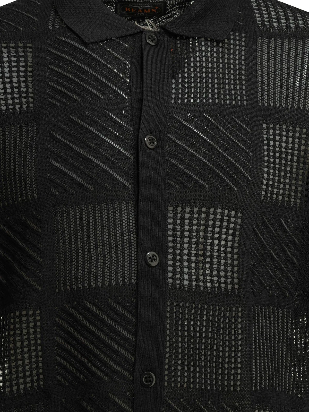 Beams Plus Black Cotton Nylon Spandex Textured Knit