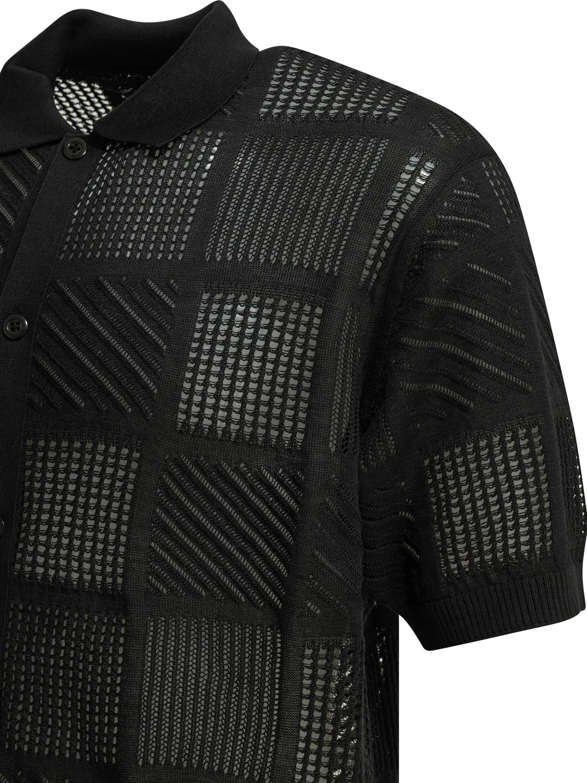 Beams Plus Black Cotton Nylon Spandex Textured Knit
