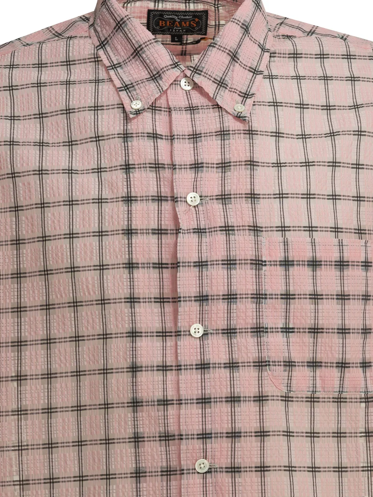 Beams Plus Open Db Nylon Airy Plaid Pink Nylon Casu