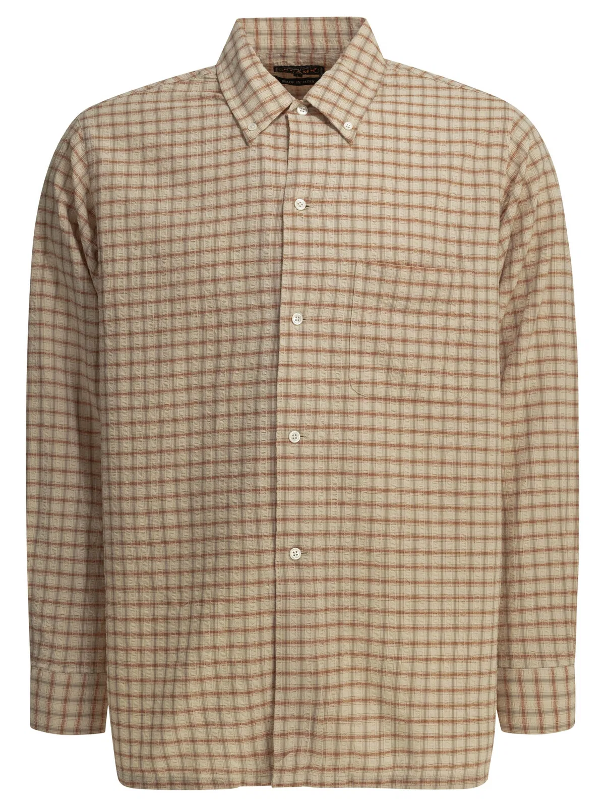 Beams Plus Open Bd Sucker Orange Cotton Linen Casua