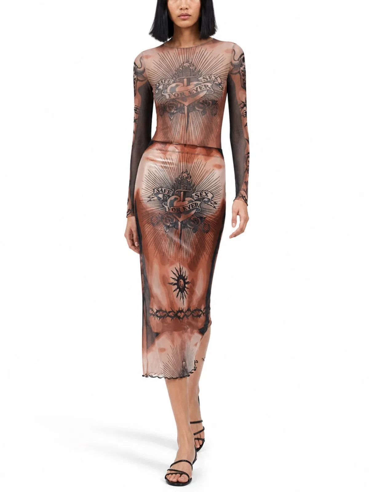Jean Paul Gaultier "Safe Sex Tatoo" Print Top