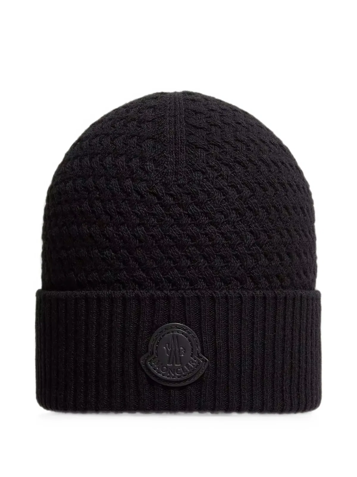 Moncler Logo-Patch Cable-Knit Beanie Hat