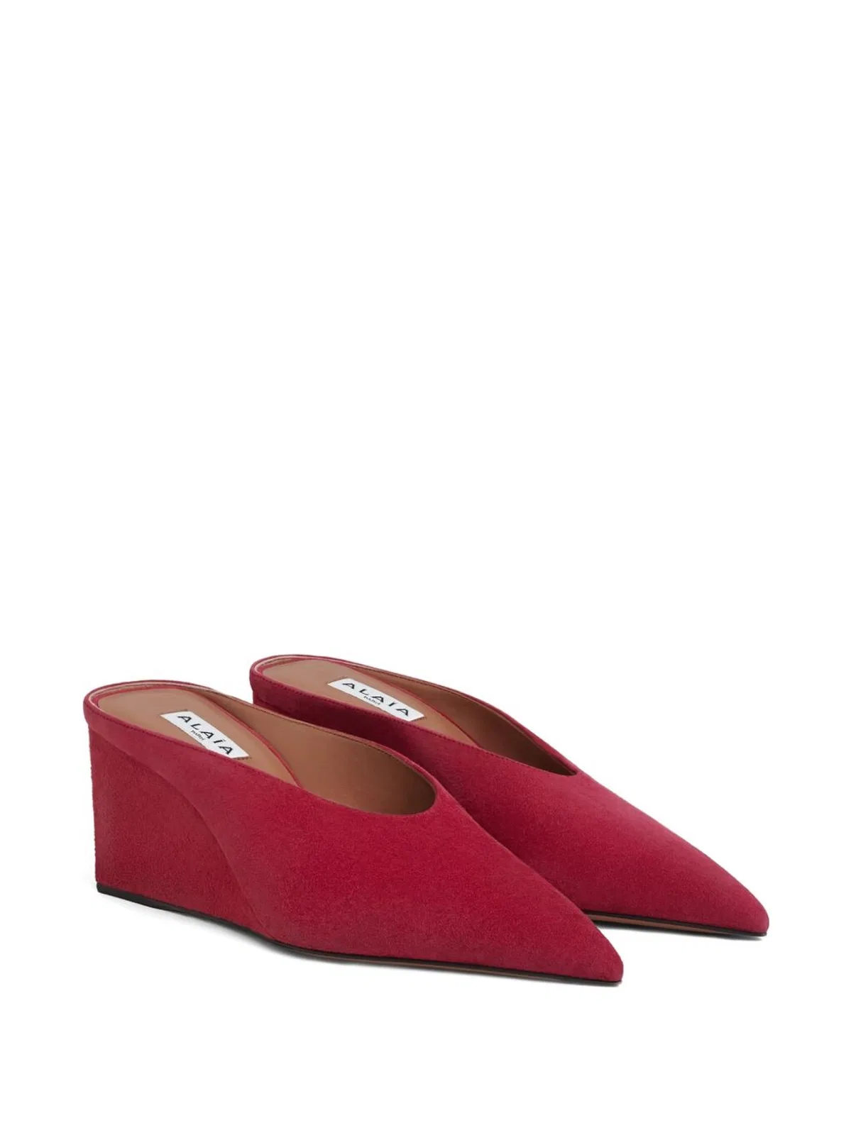 Alaïa Alaia Raspberry Suede Mule With Wedge