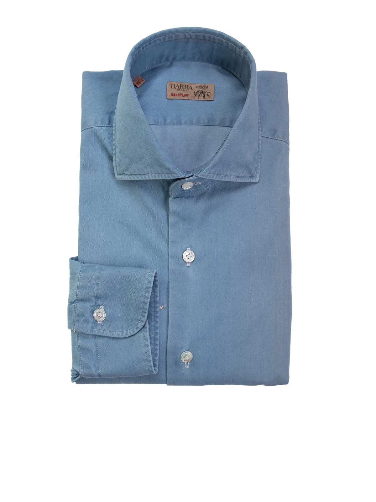 Barba Napoli Denim Blue Long-Sleeved Shirt