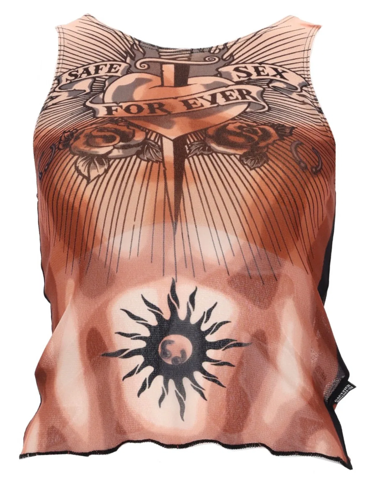 Jean Paul Gaultier "Safe Sex Tatoo" Print Top