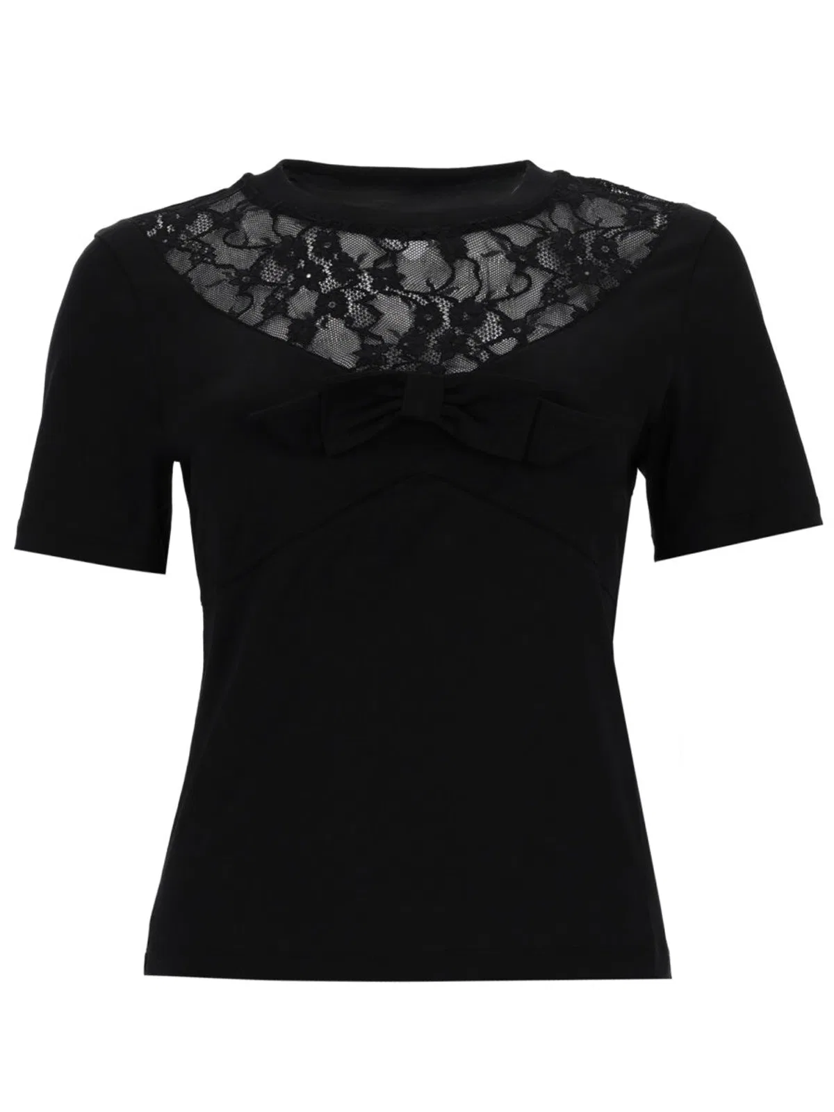 Nina Ricci T-Shirt With Bow And Lace Inserts