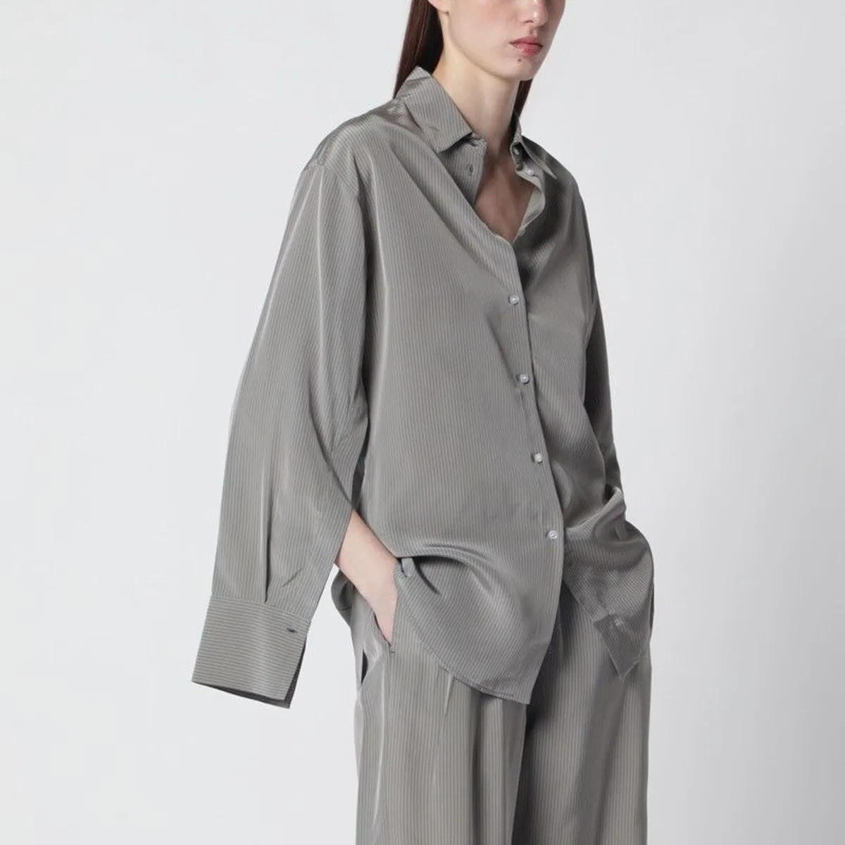 Róhe Light Grey Striped Oversized Shirt