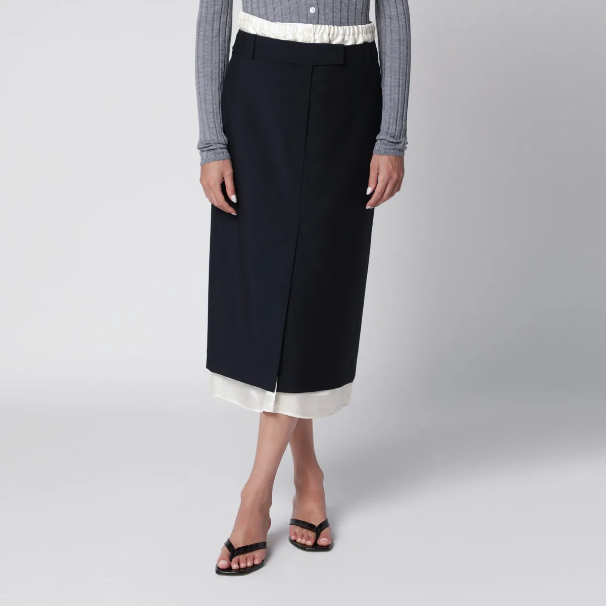 Róhe Navy Blue Skirt With Boxer Detail