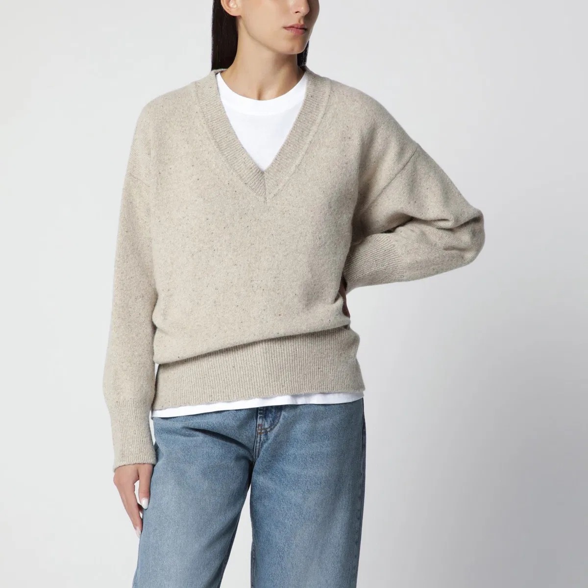 Róhe Beige Mélange Woolblend Sweater