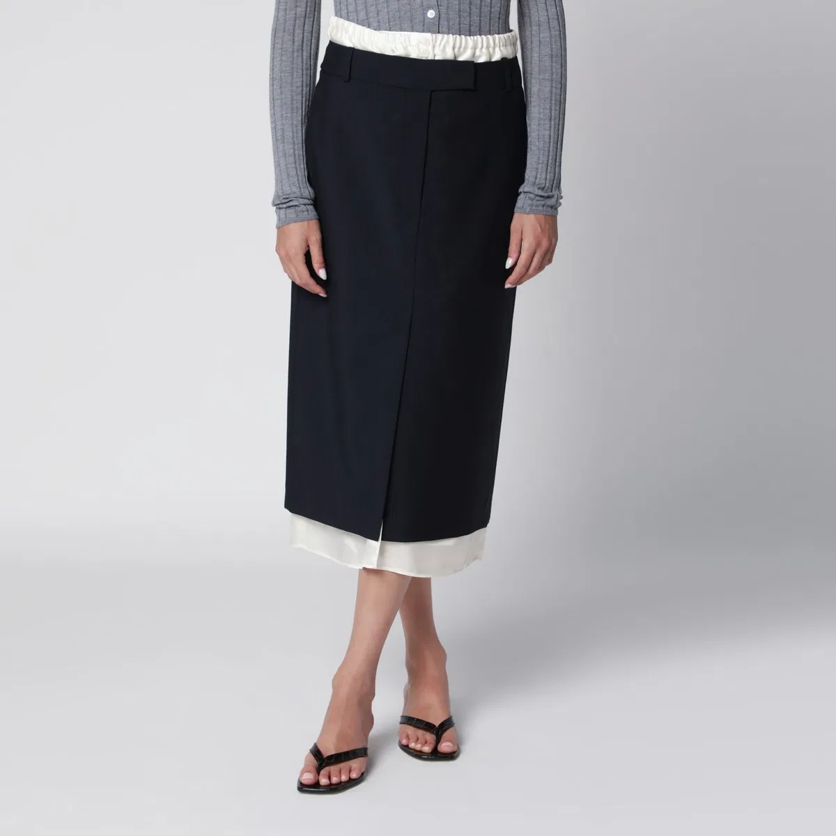Róhe Navy Blue Skirt With Boxer Detail