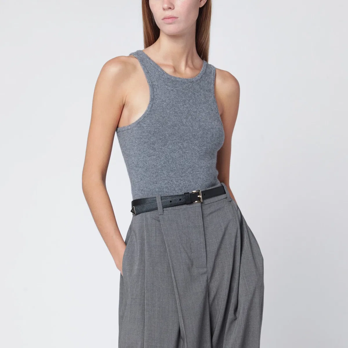 Almada Label Luna Top In Grey Wool And Cashmere