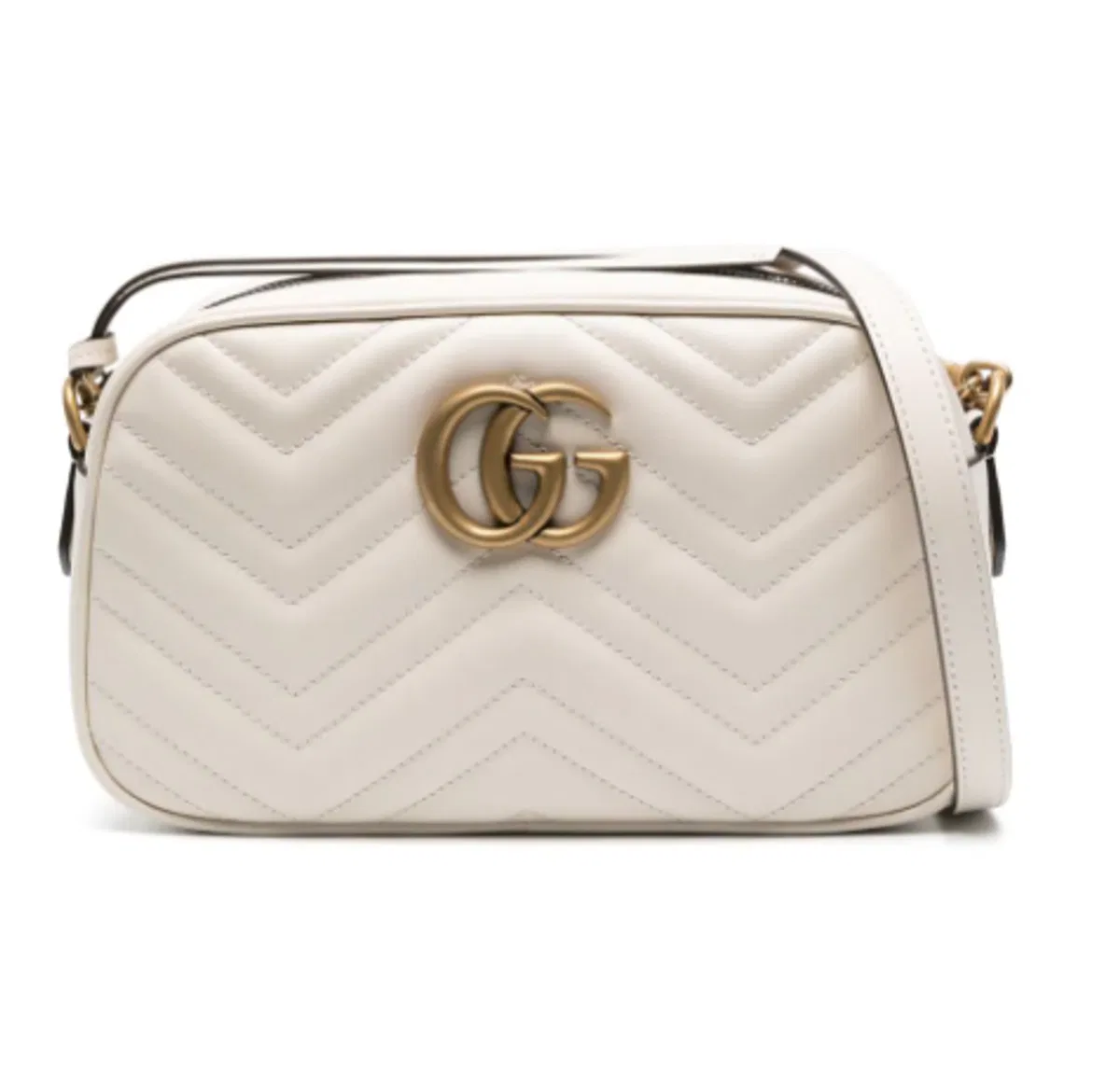 Gucci Ivory Leather Small Marmont Crossbody Ba