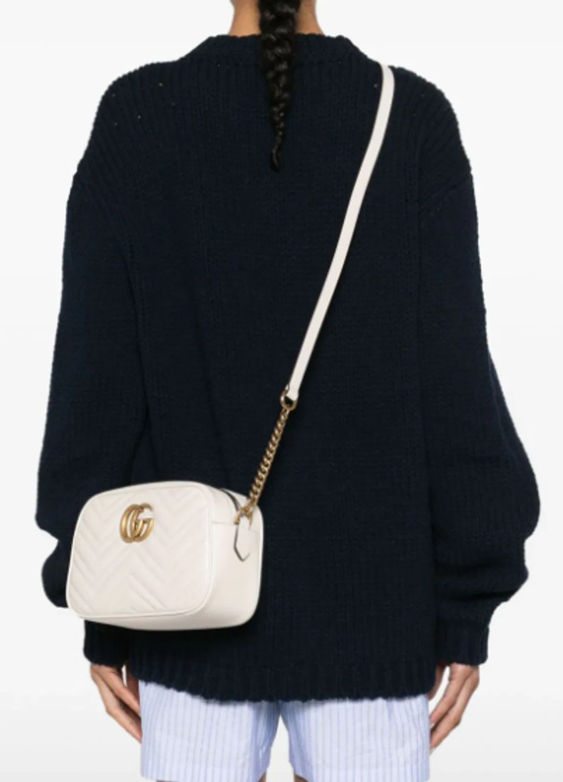 Gucci Ivory Leather Small Marmont Crossbody Ba