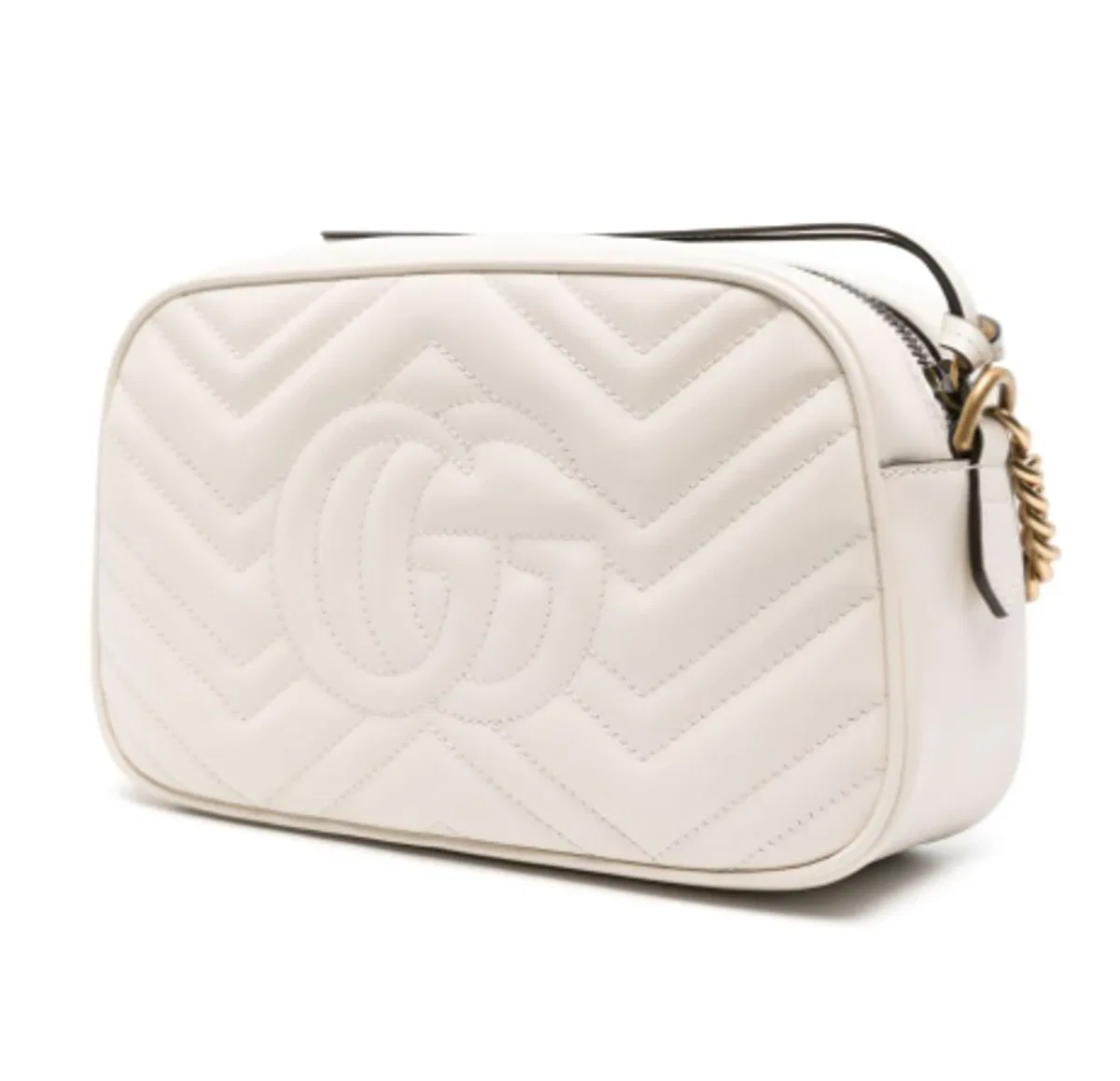 Gucci Ivory Leather Small Marmont Crossbody Ba
