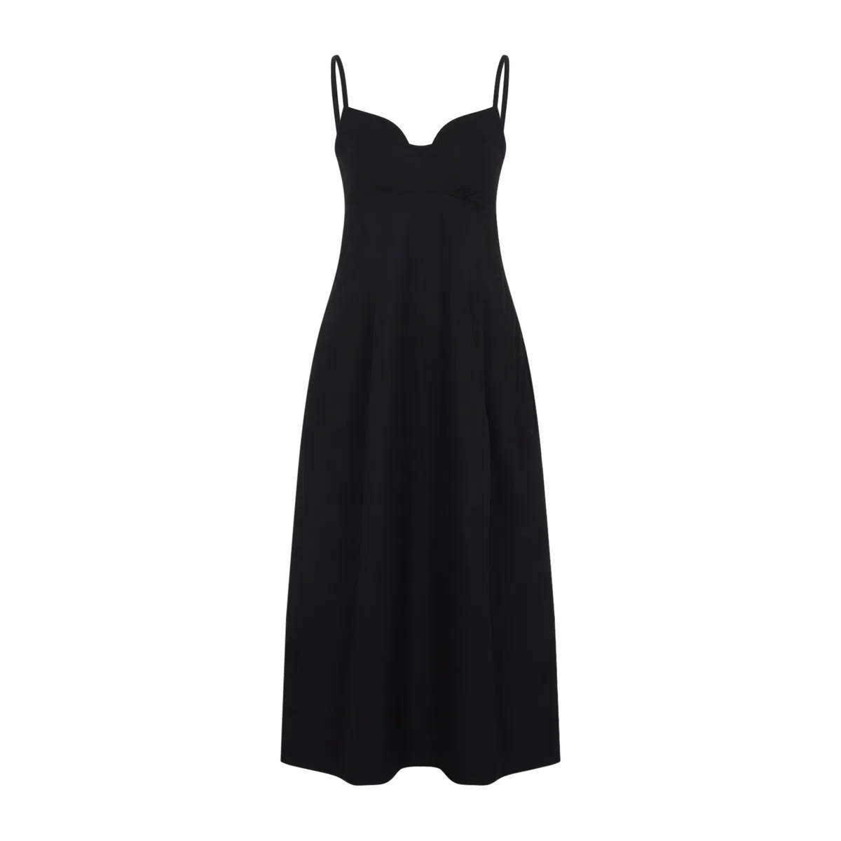 Co Black Bustier Cut Cotton Midi Dress