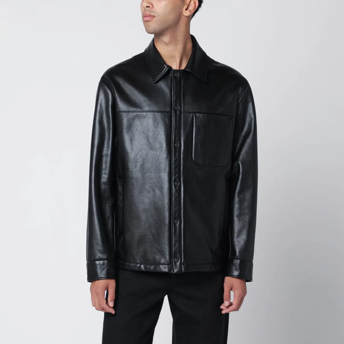 Salvatore Santoro Black Leather Overshirt
