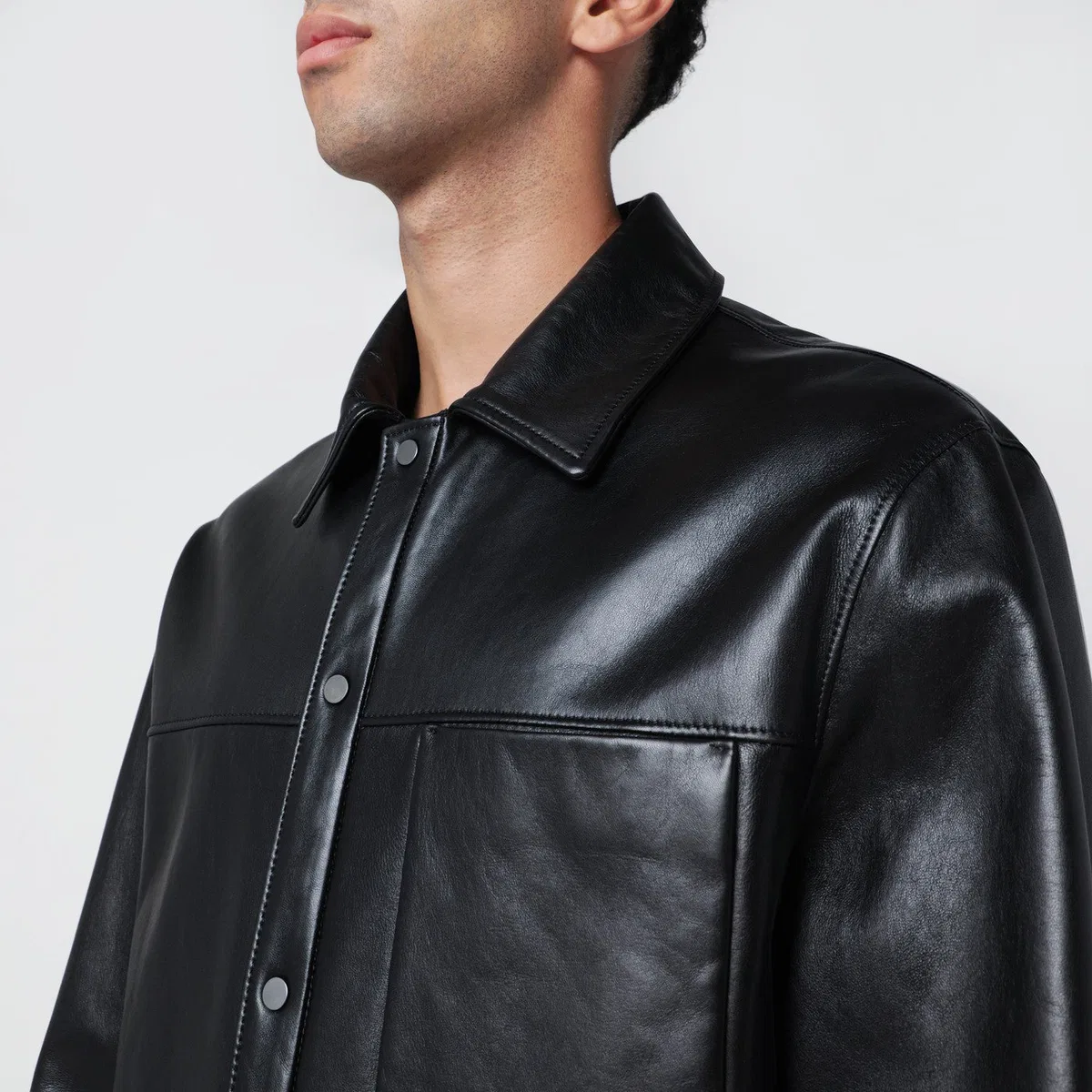 Salvatore Santoro Black Leather Overshirt