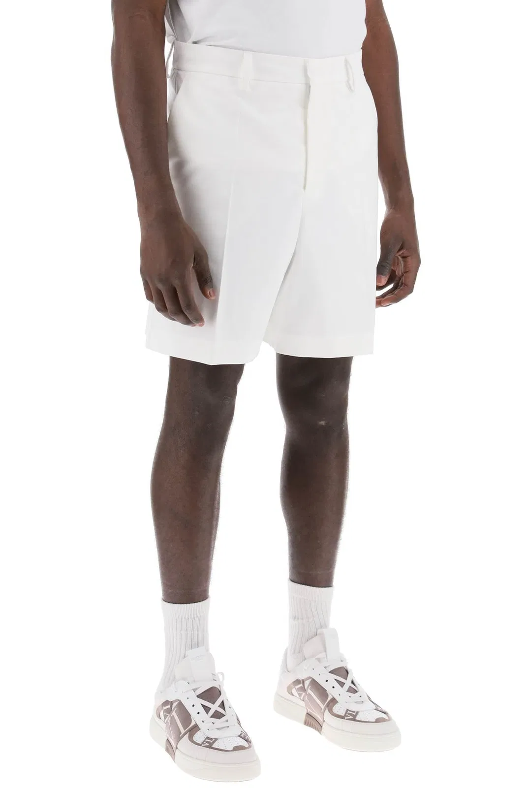 Valentino Garavani White Wool Blend Bermuda Shorts