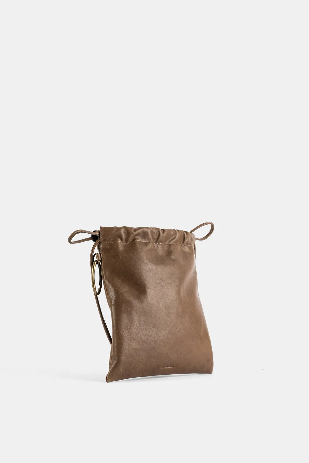 Bea Mombaers Sac Drawstring Large En Cuir Kaki