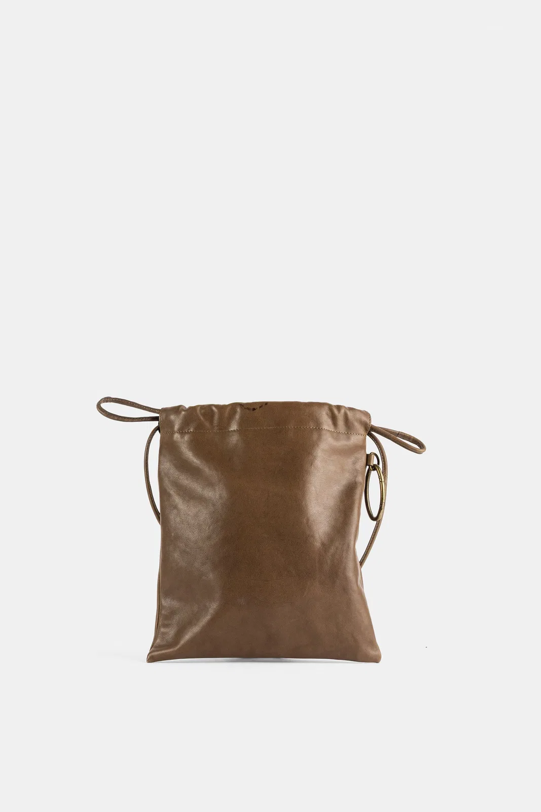Bea Mombaers Sac Drawstring Large En Cuir Kaki