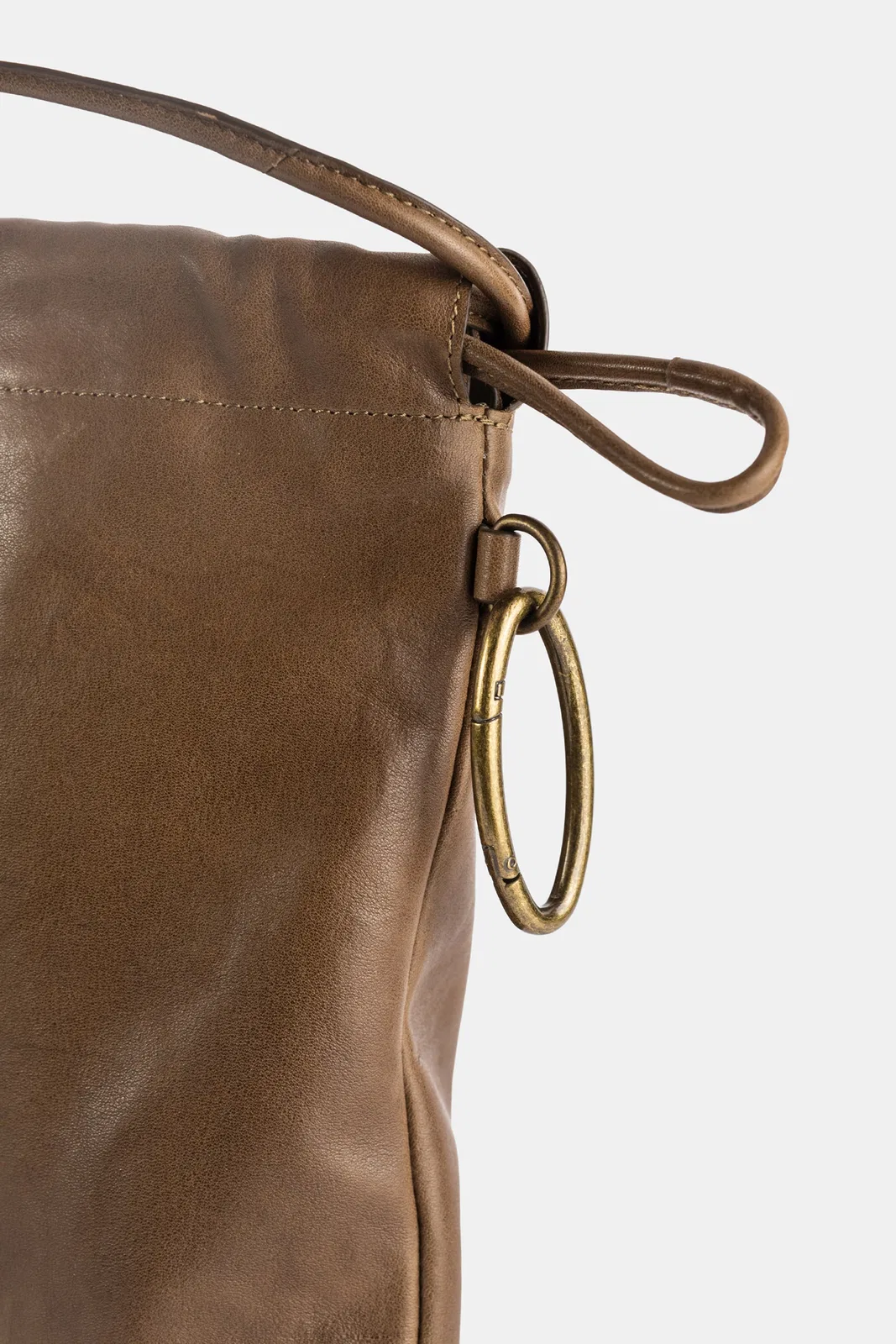 Bea Mombaers Sac Drawstring Large En Cuir Kaki