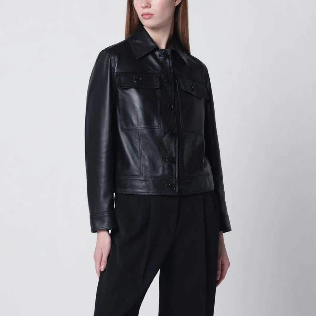 Salvatore Santoro Black Cropped Leather Jacket