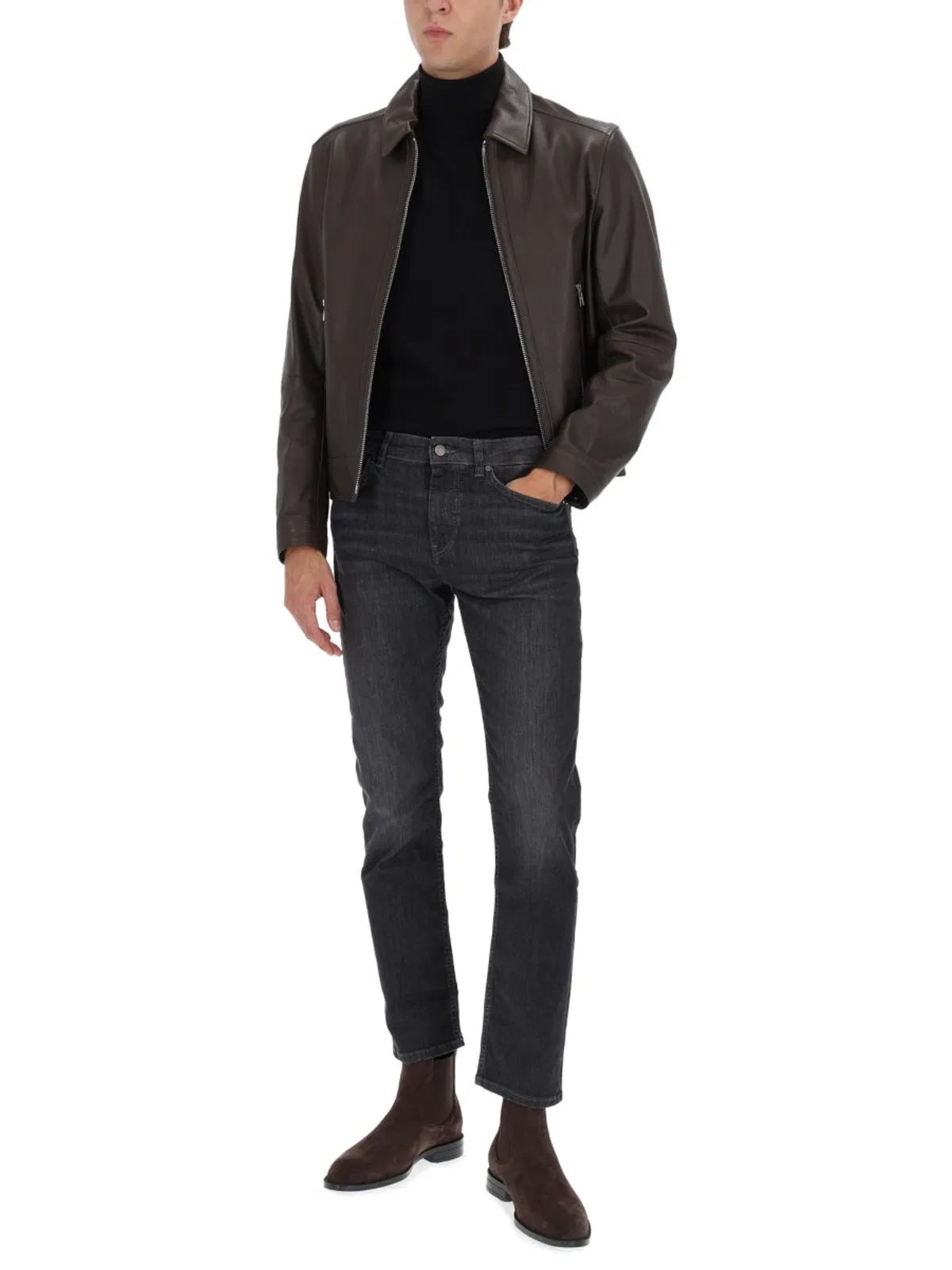 Boss Grey Cotton-Blend Jeans