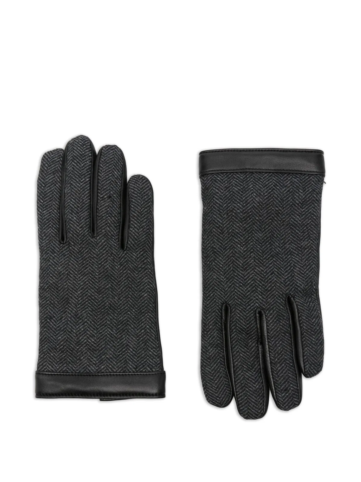 Hugo Boss Leather Wool Polyester Gloves