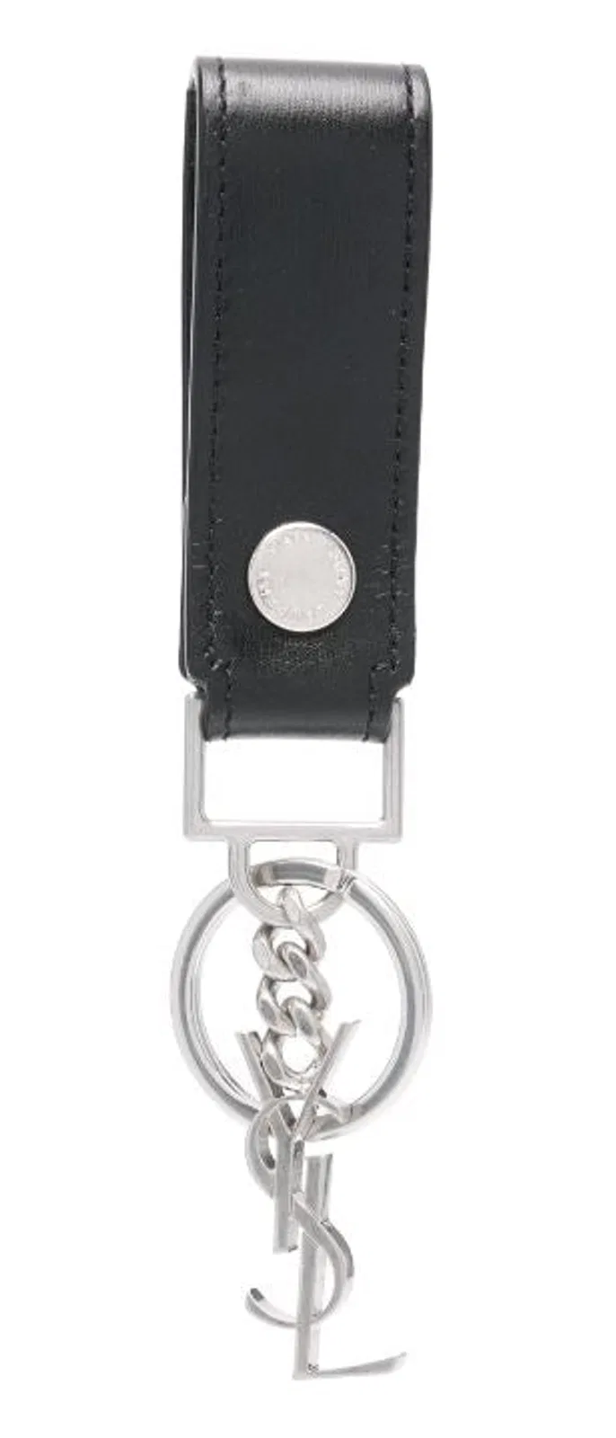 Saint Laurent Black Leather Monogram Key Ring
