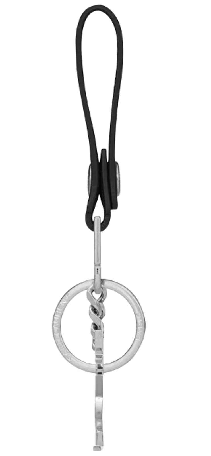 Saint Laurent Black Leather Cassandre Key Ring