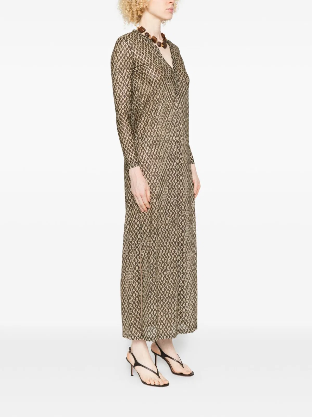 Siyu V-Neck Patterned Maxi Dress