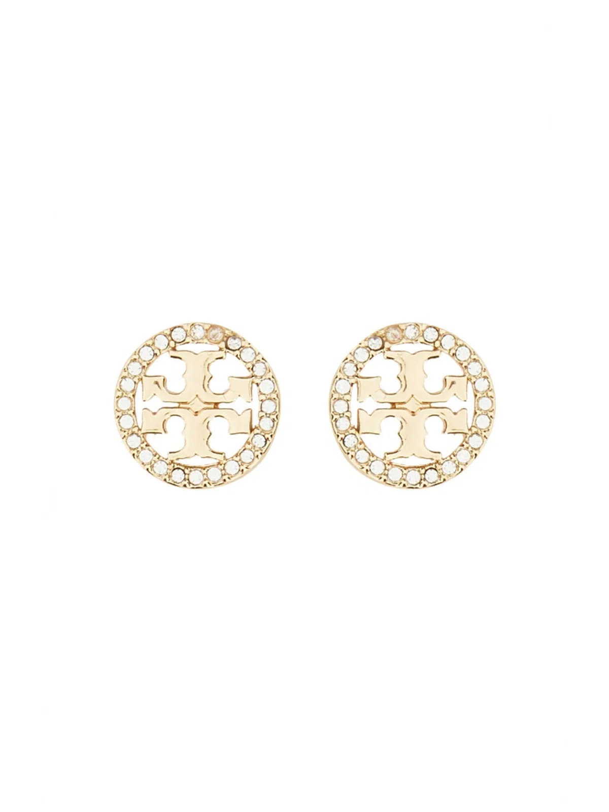Tory Burch Orecchini Circlestud Crystal Logo Earrin