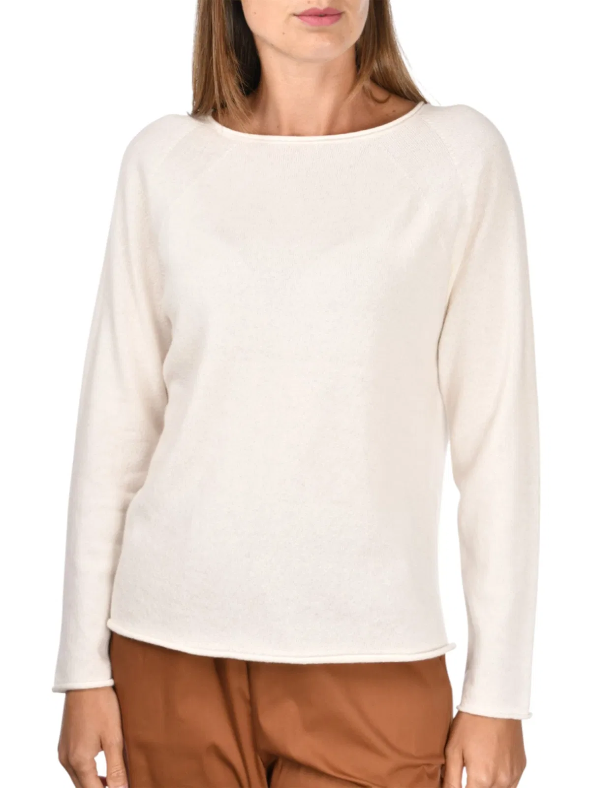 Gran Sasso White Cashmere Crewneck