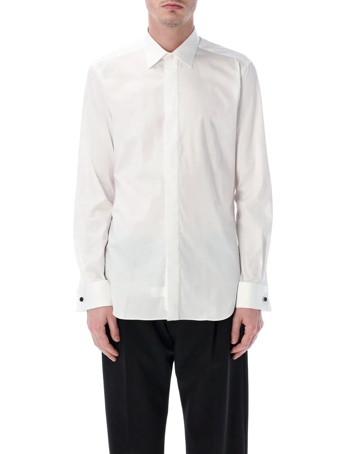 Xacus White Cotton Tailored Long Shirt