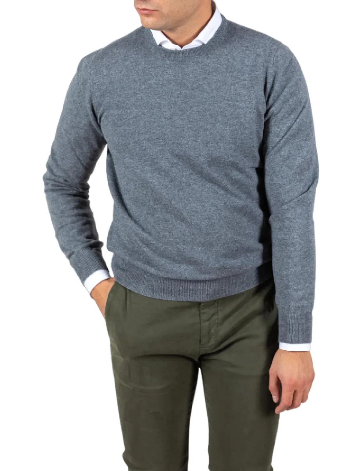 Gran Sasso Grey Wool Blend Paracollo Sweater