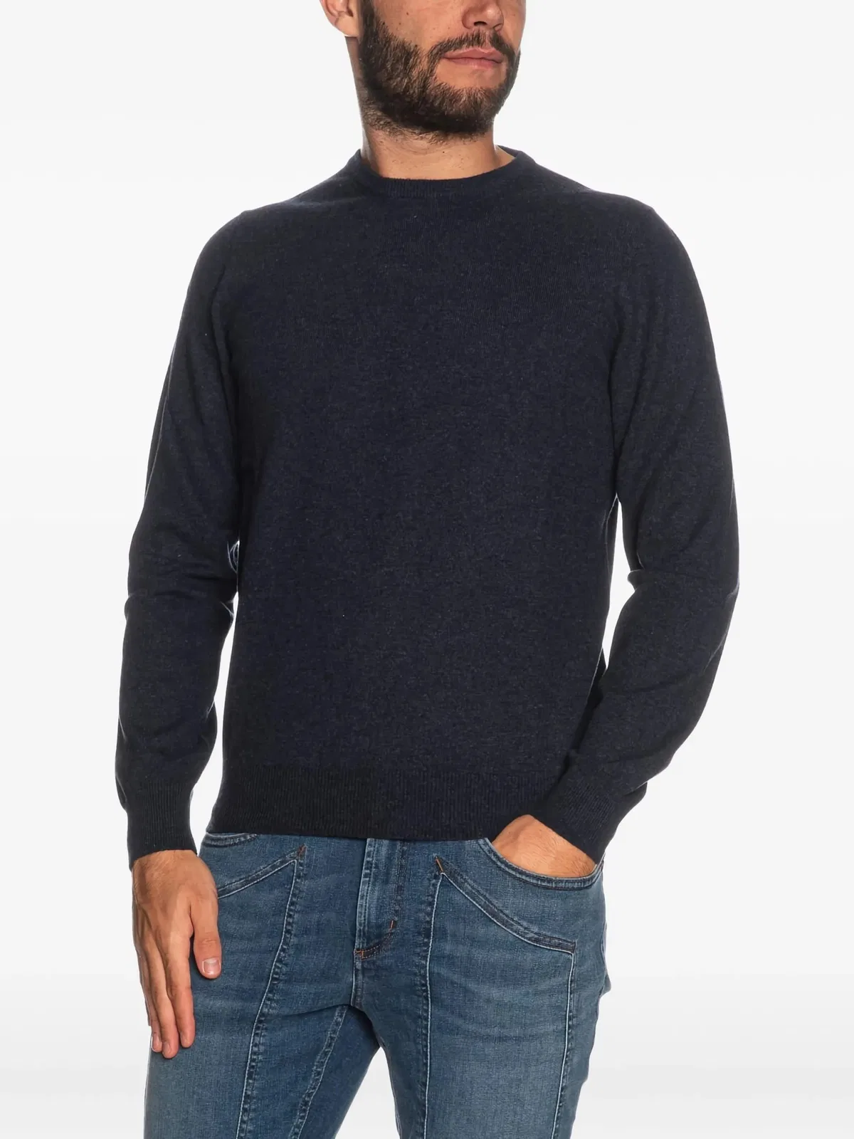 Gran Sasso Blue Wool Viscose Cashmere Crewneck