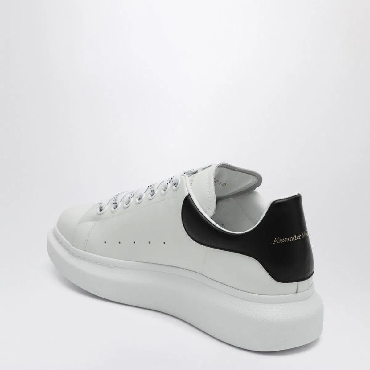 Alexander Mcqueen White Leather Sneakers With Black Leathe