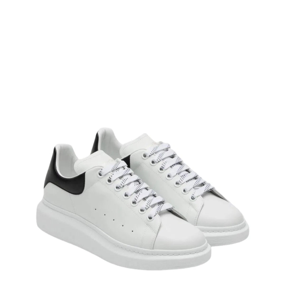 Alexander Mcqueen White Leather Sneakers With Black Leathe