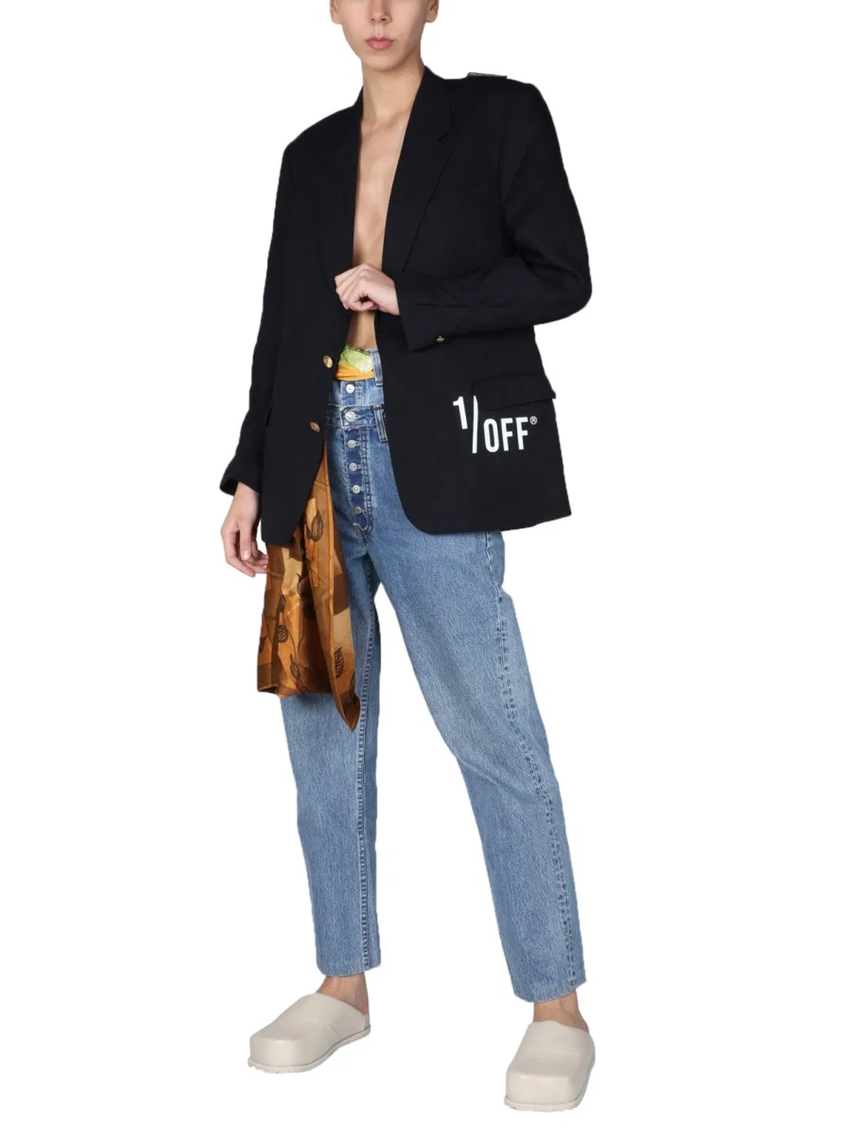 1/Off Double Waist Jeans