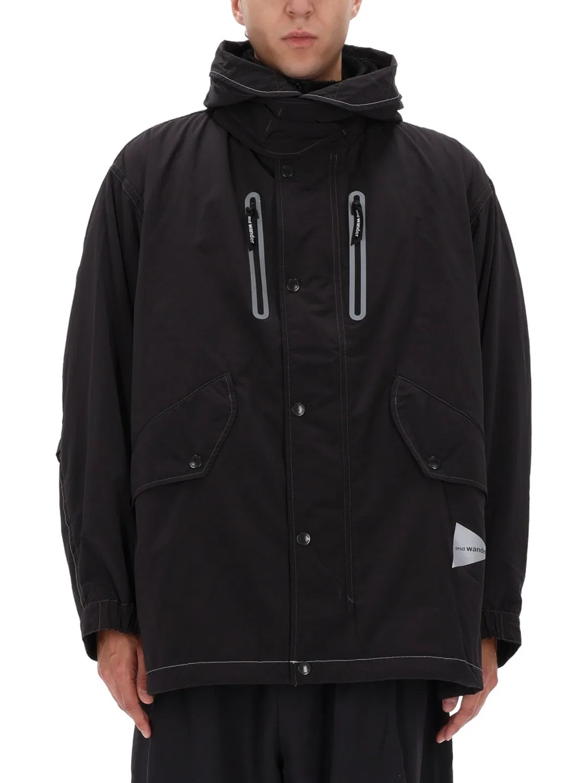 And Wander Black Polyester Nylon Sweatshirt