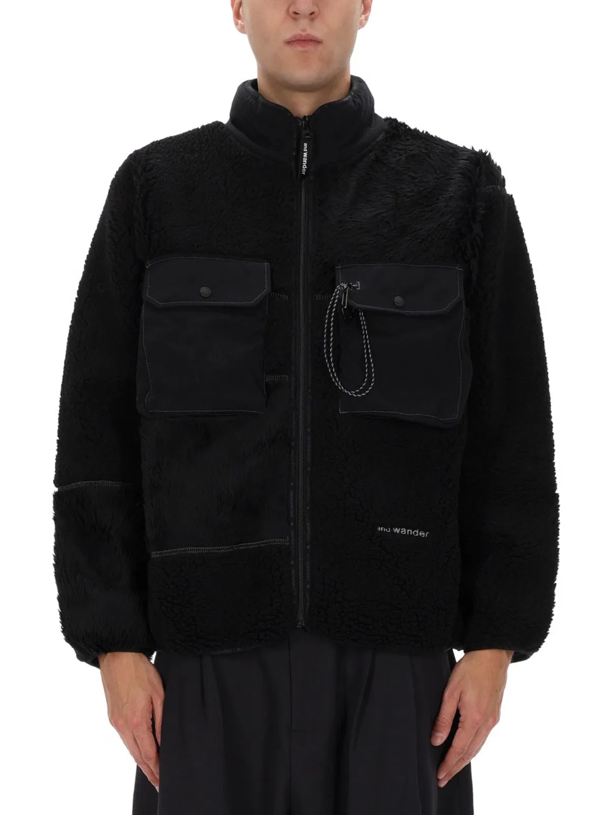 And Wander Black Polyester Wool Jacket