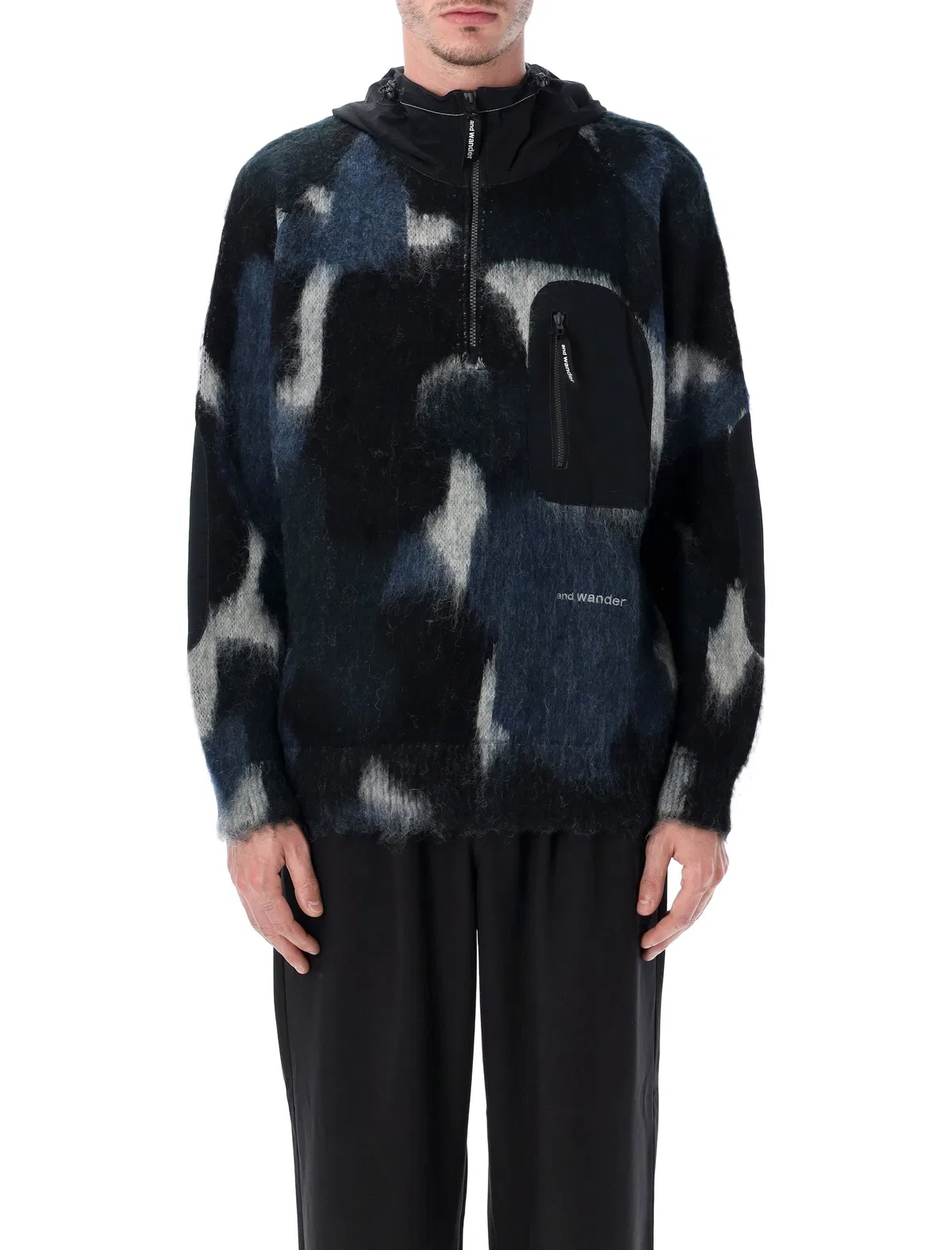 And Wander Black Wool-Blend Sweater