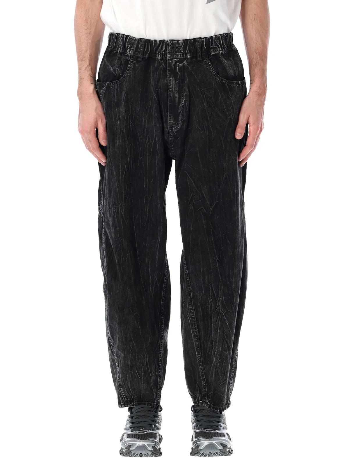 And Wander Black Textured Trousers