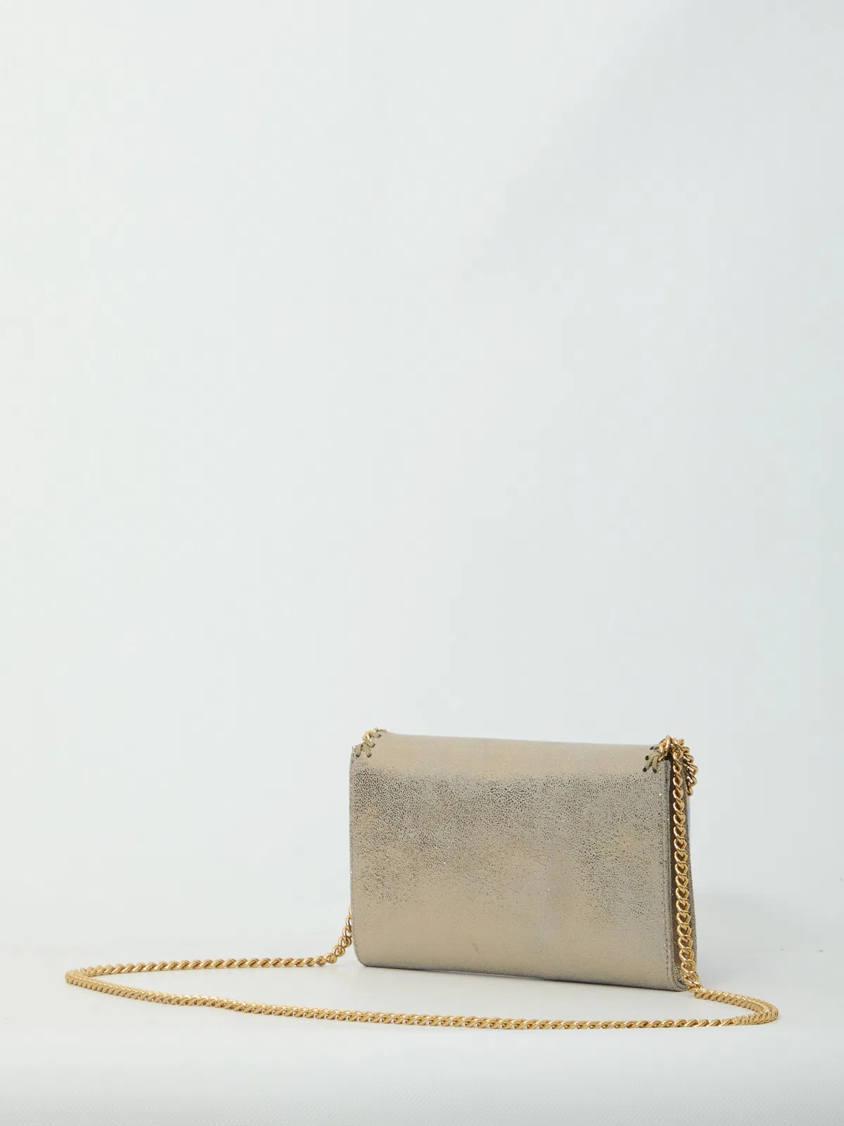 Stella Mccartney Falabella Chain Wallet In Metallic Pyrit