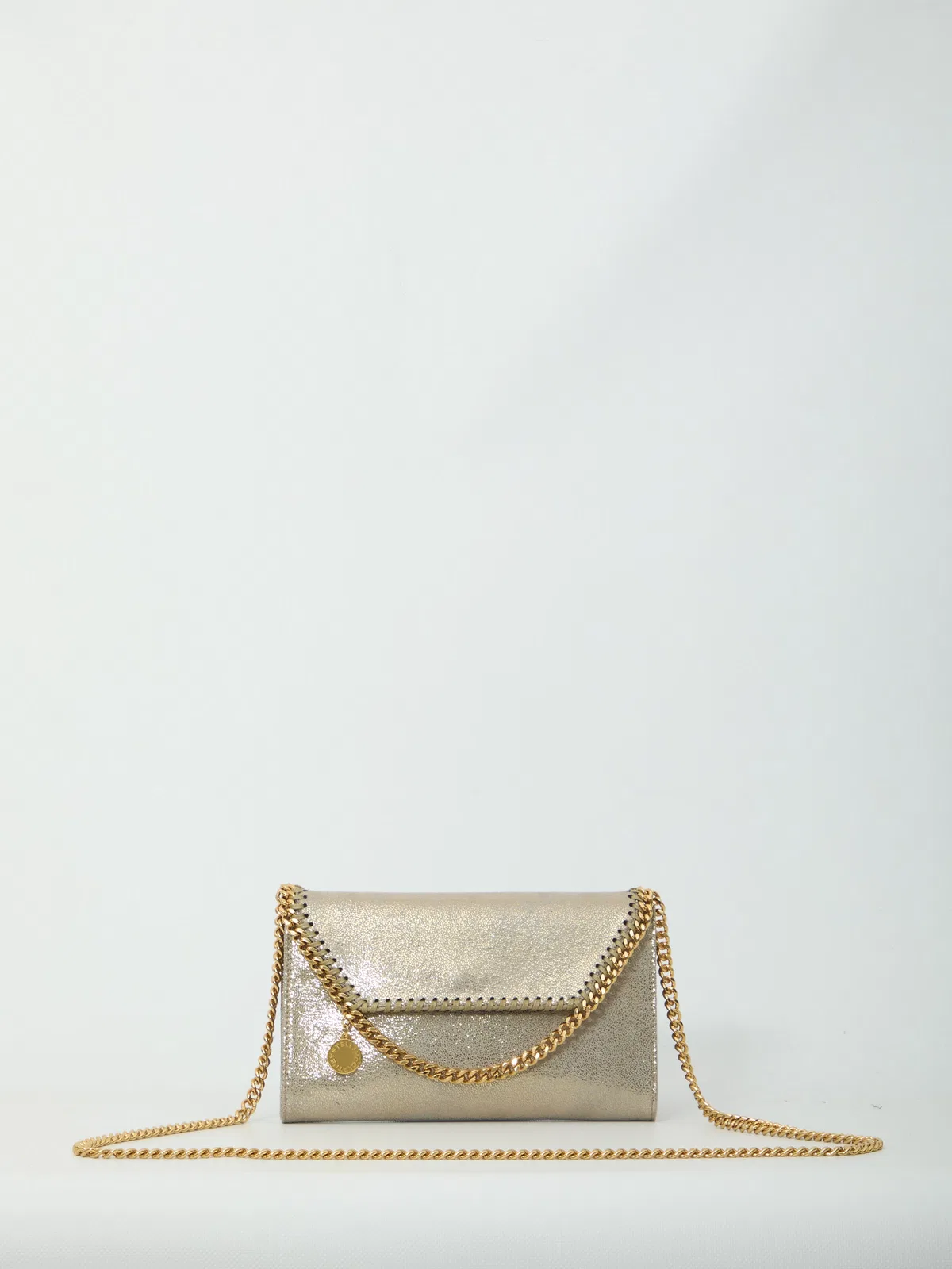 Stella Mccartney Falabella Chain Wallet In Metallic Pyrit