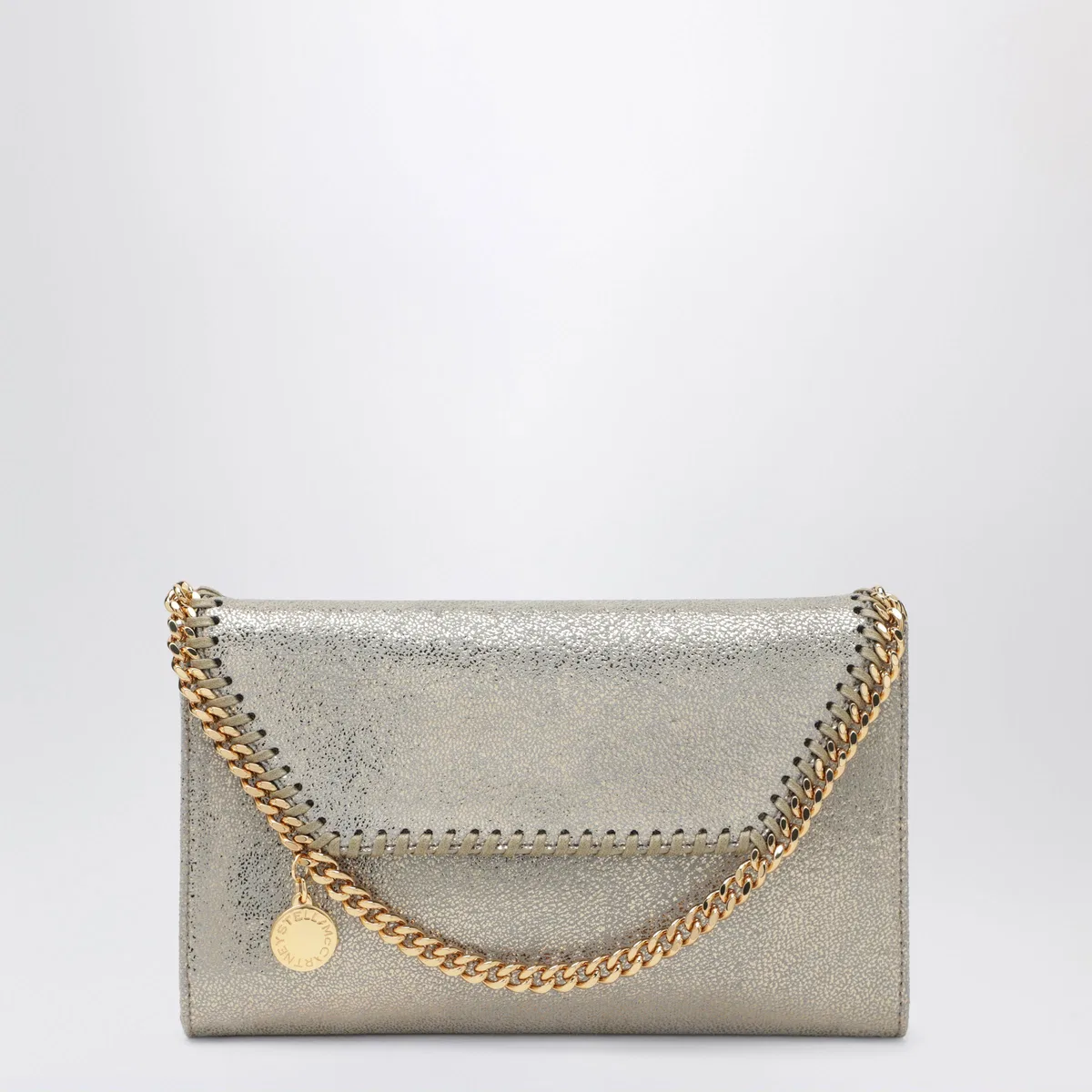 Stella Mccartney Falabella Chain Wallet In Metallic Pyrit