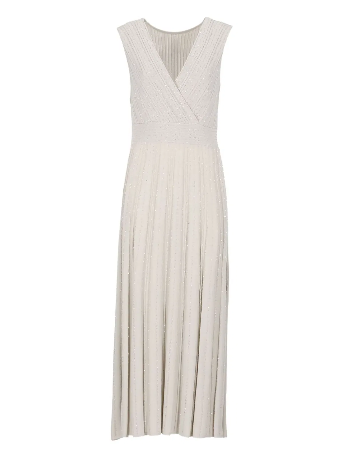 D.Exterior Beige Pleated Maxi Dress