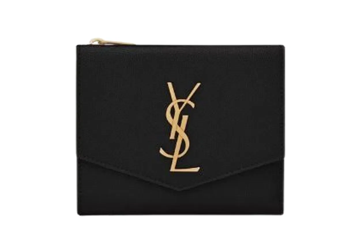 Saint Laurent Uptown Compact Wallet In Grain De Poudre