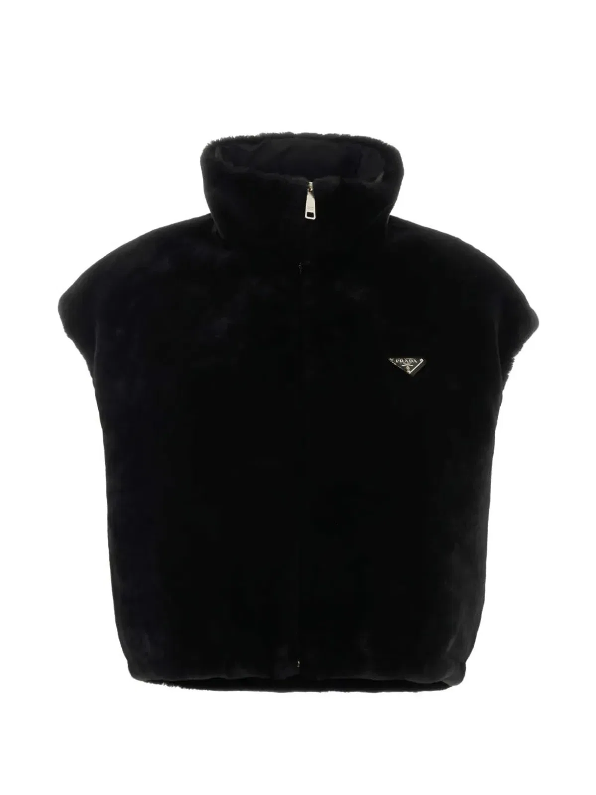Prada St. Moritz Nero Lamb Shearling Gilet